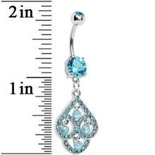 Load image into Gallery viewer, Aqua Gem Faux Pearl Swirl Dangle Belly Ring
