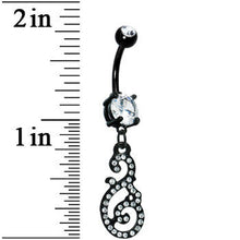Load image into Gallery viewer, Crystalline Gem Black Paved Damask Floral Swirl Belly Ring
