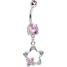 Load image into Gallery viewer, Pink Gem Starflower Belly Ring

