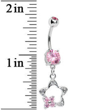 Load image into Gallery viewer, Pink Gem Starflower Belly Ring
