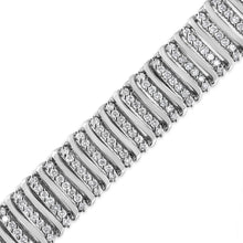 Load image into Gallery viewer, .925 Sterling Silver 8 1/2 Cttw Diamond 7 Row Chevron "S" Curved Link Tennis Bracelet (I-J color, I1-I2 clarity) - 7.25"

