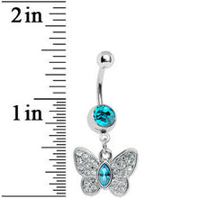 Load image into Gallery viewer, Aqua Gem Marquis Core Butterfly Belly Ring
