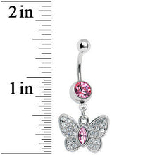 Load image into Gallery viewer, Pink Gem Marquis Core Butterfly Belly Ring
