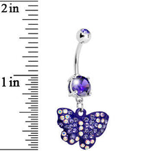 Load image into Gallery viewer, Purple Gem Sparkling Butterfly Dangle Belly Ring
