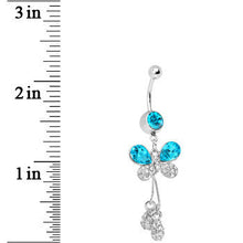 Load image into Gallery viewer, Aqua Gem Butterfly Dewdrops Belly Ring
