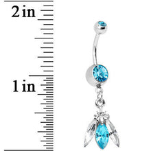 Load image into Gallery viewer, Aqua Gem Beauty Beetle Dangle Belly Ring
