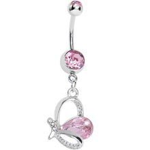 Load image into Gallery viewer, Pink Gem Petal Wing Butterfly Belly Ring
