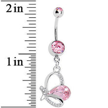 Load image into Gallery viewer, Pink Gem Petal Wing Butterfly Belly Ring

