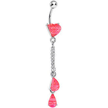 Load image into Gallery viewer, Pink Gem Peachy Heart Drops Belly Ring
