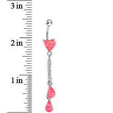 Load image into Gallery viewer, Pink Gem Peachy Heart Drops Belly Ring
