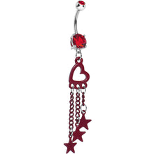 Load image into Gallery viewer, Red Gem Hollow Heart Star Chains Belly Ring
