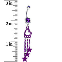 Load image into Gallery viewer, Purple Gem Hollow Heart Star Chains Belly Ring
