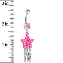 Load image into Gallery viewer, Pink Gem Shining Star Dreamcatcher Belly Ring
