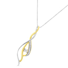 Load image into Gallery viewer, Espira 10K Two-Tone Gold Round Cut Diamond Cascade Pendant Necklace (1/10 cttw, J-K Color, I2-I3 Clarity)
