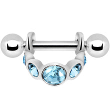 Load image into Gallery viewer, Silver 925 Aqua Gem Loop Mini Cartilage Shield Earring
