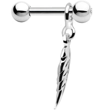 Load image into Gallery viewer, Silver 925 Crystalline Gem Falling Feather Dangle Cartilage Earring
