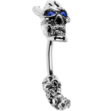 Load image into Gallery viewer, Sapphire Blue Gem Demon Skull Eyebrow Ring
