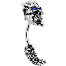 Load image into Gallery viewer, Sapphire Blue Gem Demon Skull Eyebrow Ring
