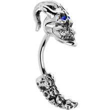 Load image into Gallery viewer, Sapphire Blue Gem Demon Skull Eyebrow Ring
