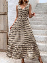 Load image into Gallery viewer, Vintage Printed V-Neck Tie Waist Midi Dress Lightweight Trendy &amp; Elegant Dress for Women
