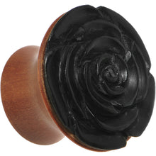 Load image into Gallery viewer, 5/8 Organic Rose Iron Wood Flower Plug
