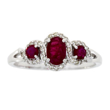 Load image into Gallery viewer, 1.04ct Ruby Diamond 3 Stone Ring 14KT White Gold

