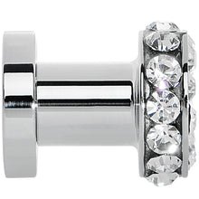 Load image into Gallery viewer, 4G Clear Gem Stainless Steel Double Bling Screw Fit Tunnel Plug
