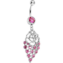 Load image into Gallery viewer, Pink Gem Rose Flower Drops Belly Ring

