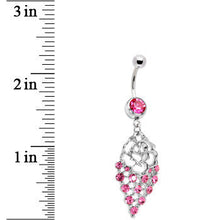Load image into Gallery viewer, Pink Gem Rose Flower Drops Belly Ring
