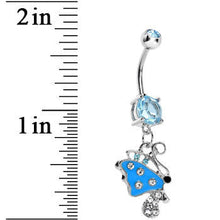 Load image into Gallery viewer, Blue Gem Side Flyer Butterfly Dangle Belly Ring
