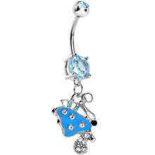 Load image into Gallery viewer, Blue Gem Side Flyer Butterfly Dangle Belly Ring
