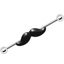Load image into Gallery viewer, 14G Black Mustache Industrial Barbell 36mm
