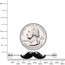 Load image into Gallery viewer, 14G Black Mustache Industrial Barbell 36mm
