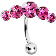 Load image into Gallery viewer, Pink Gem Five Across Top Mount Belly Ring
