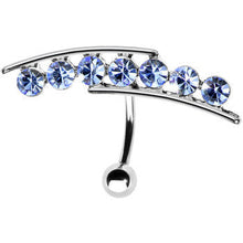 Load image into Gallery viewer, Light Blue Gem Stream Reversible Top Mount Belly Ring
