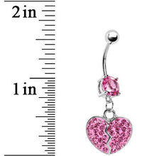 Load image into Gallery viewer, Pink Gem Broken Heart Dangle Belly Ring
