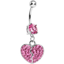 Load image into Gallery viewer, Pink Gem Broken Heart Dangle Belly Ring

