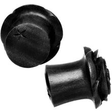 Load image into Gallery viewer, 1/2 Organic Arang Wood Rose Flower Hand Carved Plug Set
