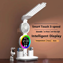 Load image into Gallery viewer, Smart Touch LED Desk Lamp – USB Powered, Dual Head, Dimmable, Color Changing

