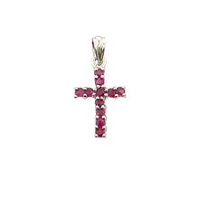 Load image into Gallery viewer, .21ct Ruby Cross Religious Pendant 10KT White Gold
