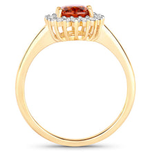Load image into Gallery viewer, 1.87 Carat Genuine Spessartite Garnet and White Diamond 14K Yellow Gold Ring
