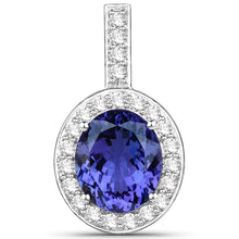 Load image into Gallery viewer, 10.15 Carat Genuine Tanzanite and White Diamond 18K White Gold Pendant
