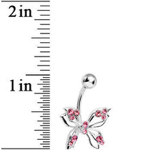 Load image into Gallery viewer, Pink Gem Lively Butterfly Belly Ring
