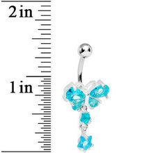 Load image into Gallery viewer, Aqua Crystal Butterfly Starshine Dangle Belly Ring
