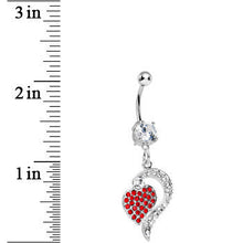 Load image into Gallery viewer, Crystalline Red Gem Paved Passionate Heart Belly Ring
