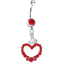 Load image into Gallery viewer, Red Gem Regal Crown Heart Belly Ring
