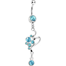 Load image into Gallery viewer, Aqua Gem Bubbles Swirl Drop Belly Ring
