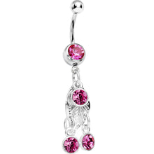 Load image into Gallery viewer, Pink Gem Leaf Dangle Belly Ring
