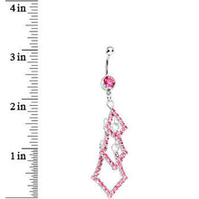 Load image into Gallery viewer, Pink Gem Diamond Shaped Trio Dangle Belly Ring
