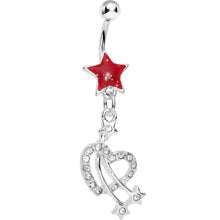 Load image into Gallery viewer, Red Shooting Stars and Hearts Belly Ring
